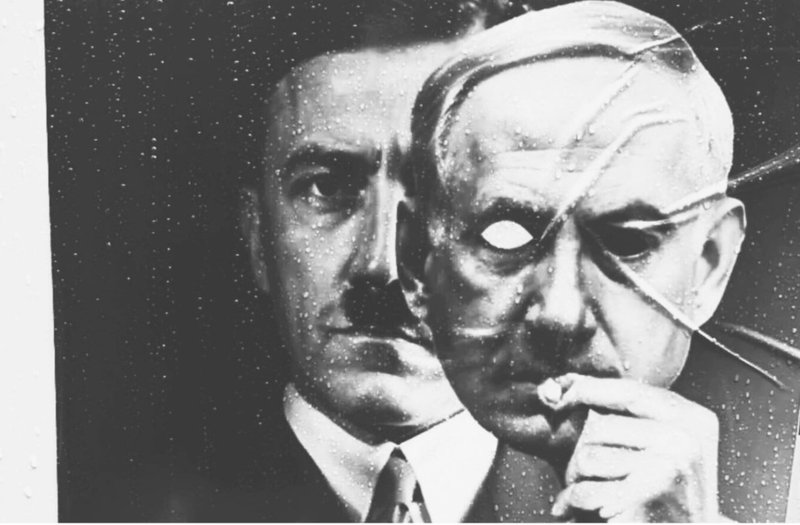 Fuentes: Rebelión [Imagen: Detrás de Netanyahu se esconde Hitler. Créditos: redflag.org.au]