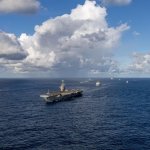 Buques multinacionales participando en la 66.ª edición de UNITAS, el ejercicio marítimo multinacional más antiguo del mundo. Costa este de EE.UU., 15 de septiembre de 2025. Facebook @NAVSOUS4THFLT