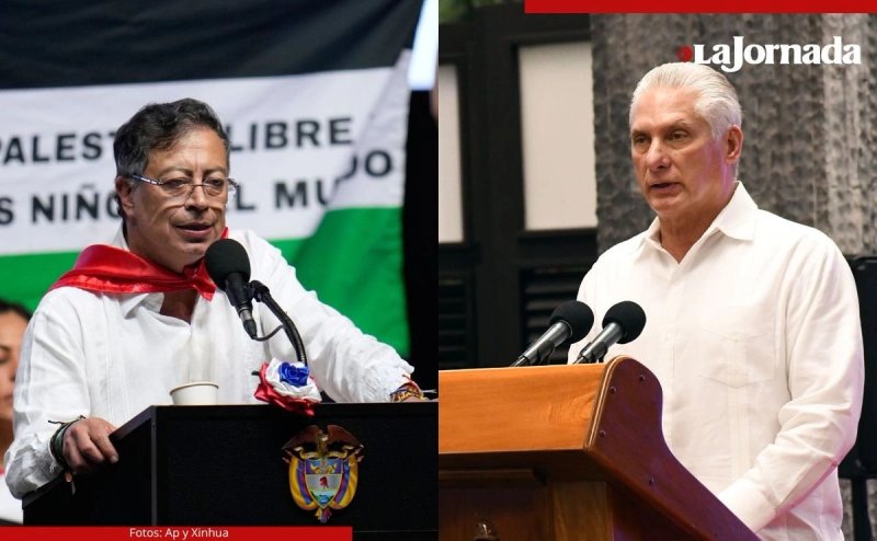 Gustavo Petro, presidente de Colombia y Miguel Díaz-Canel, mandatario cubano, exigieron que EU ponga fin a la acometida castrense contra Venezuela. Fotos Ap y Xinhua