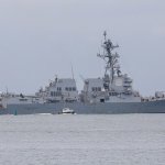 El USS Sampson navegando frente a Ciudad de Panamá, Panamá, el 2 de septiembre de 2025. Daniel Gonzalez/Anadolu / Gettyimages.ru
