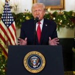 El presidente Donald Trump durante su mensaje de fin de año desde la Casa Blanca. Foto Ap