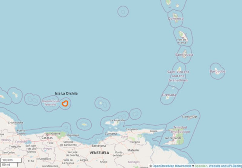 Fuentes: Voces del Mundo [Foto: mapa del sur del Caribe, alrededor de la costa venezolana en el que se muestra la isla La Orchila (GilPe – © CC BY-SA 2.0)]