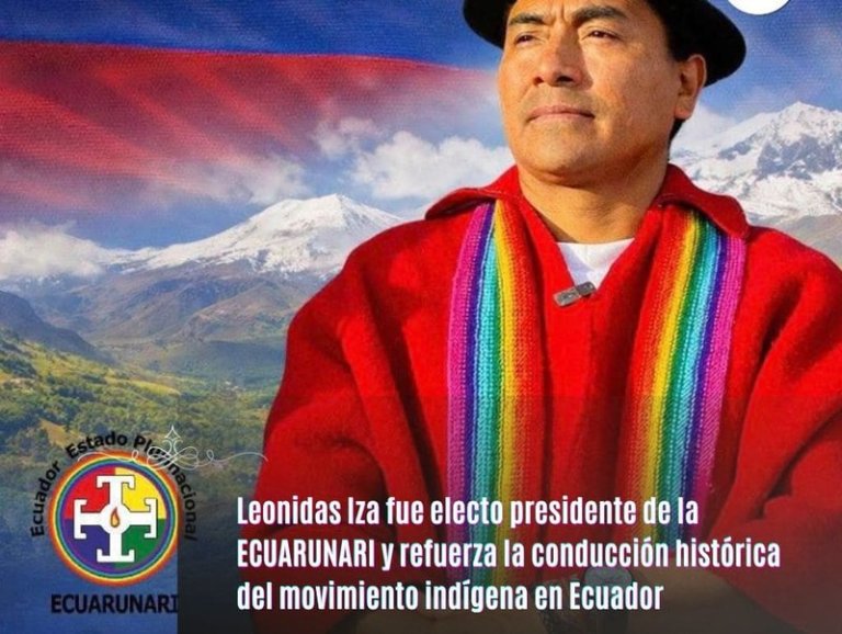 Leonidas Iza fue electo presidente de la ECUARUNARI y refuerza la conducción histórica del movimiento indígena en Ecuador