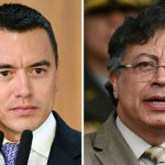 El presidente de Ecuador, Daniel Noboa ( a la izquierda) y su par colombiano, Gustavo Petro. Foto Afp