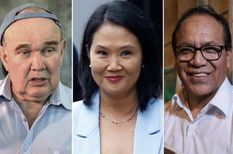 Rafael López Aliaga, Keiko Fujimori y Roberto Sánchez.