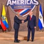 El presidente de EE.UU., Donald Trump (d), y el presidente de Honduras, Nasry Asfura, en la Cumbre 'Escudo de las Américas'. 7 de marzo de 2026. Roberto Schmidt / Gettyimages.ru