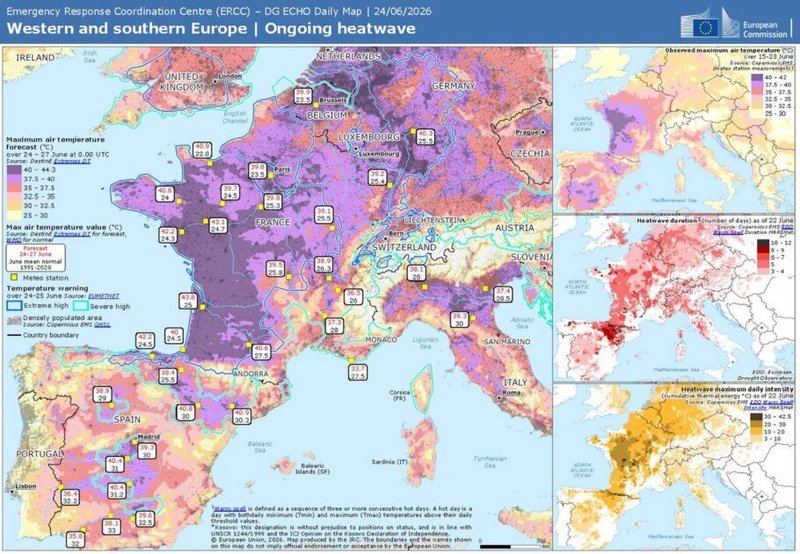Fuentes: Rebelión [Imagen: Mapa de la ola de calor en Europa a finales de junio (ERCC-CC BY 4.0)]